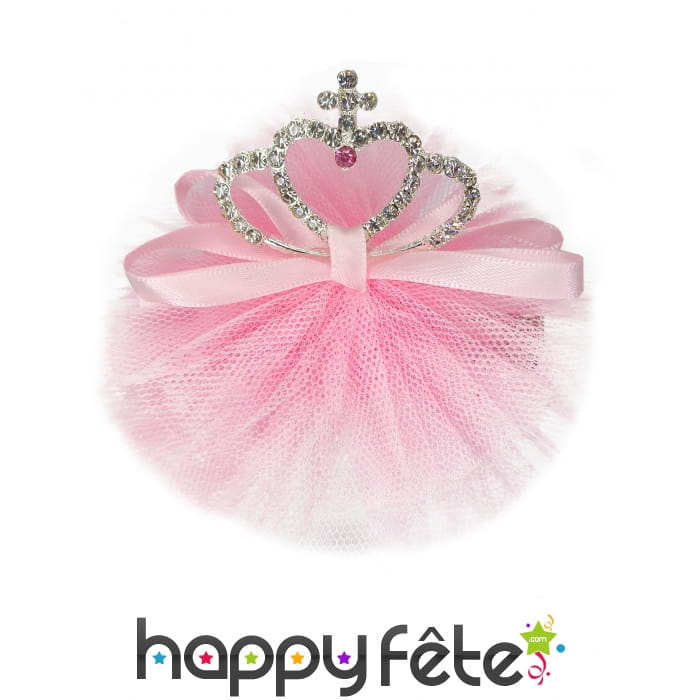 Pince à cheveux voile rose de petite princesse