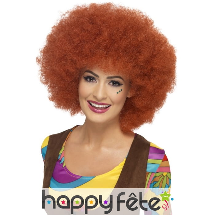 Perruque afro des années 60, châtain