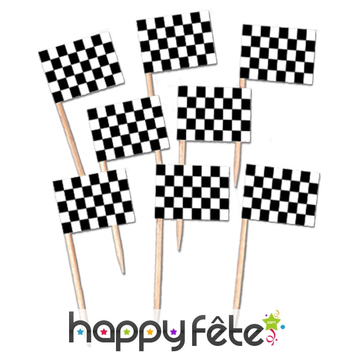 Pics apéritifs damier noir et blanc