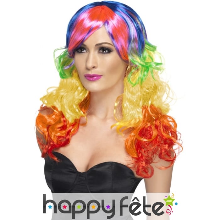 Perruque arc en ciel femme