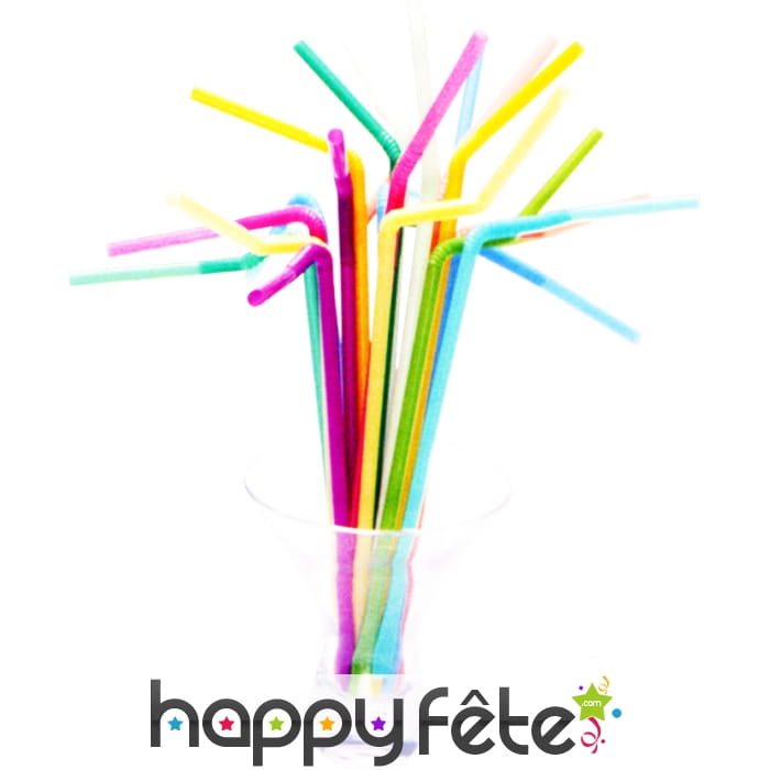 Pailles articulees fluos