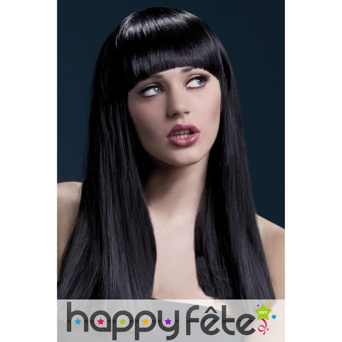 Perruque à frange noire de 48cm