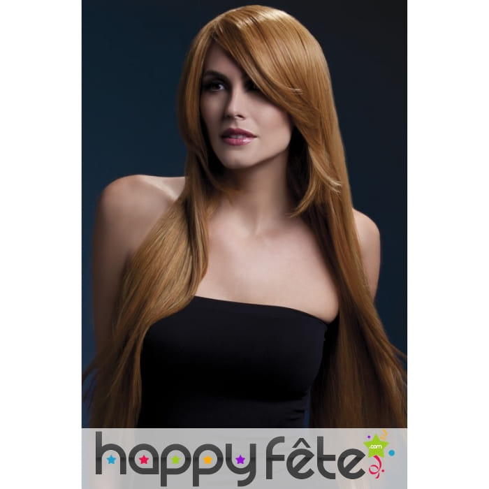 Perruque auburn longue de 71cm effilée en plume