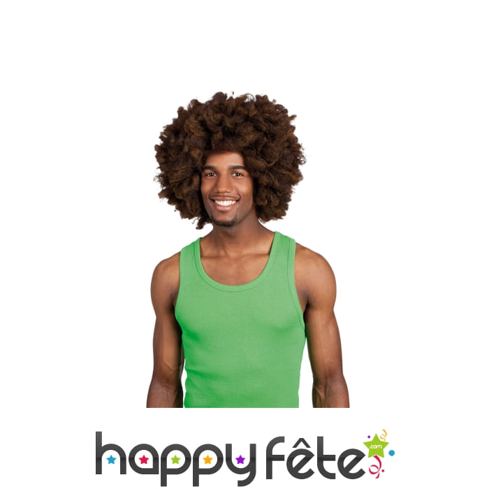 Perruque afro mèches rasta châtain