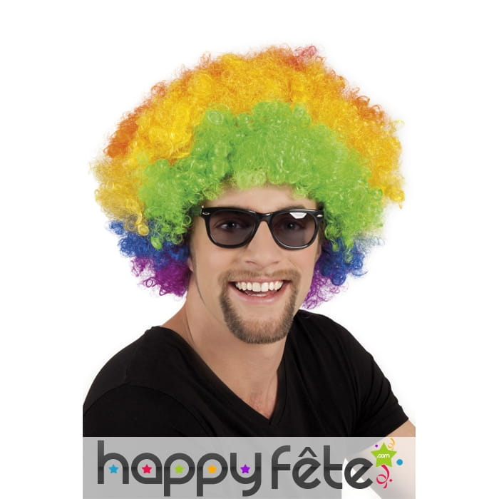 Perruque afro multicolore de clown