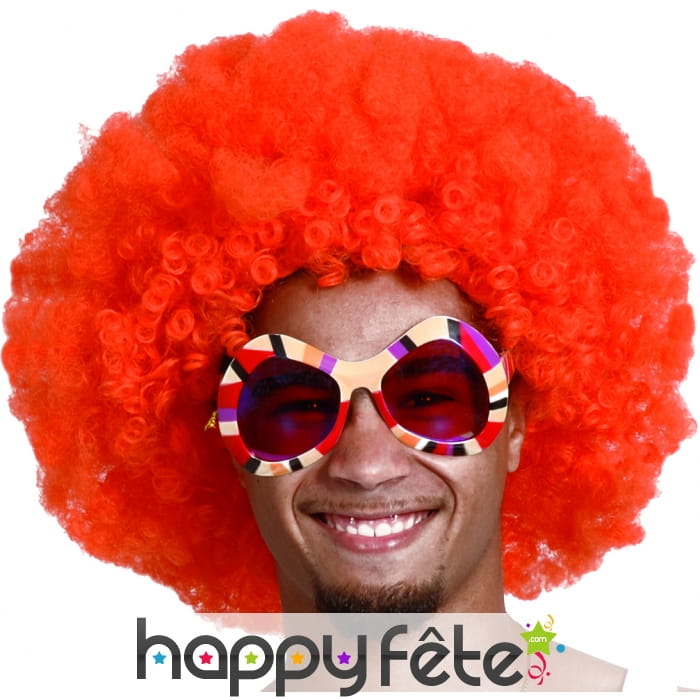 Perruque afro orange