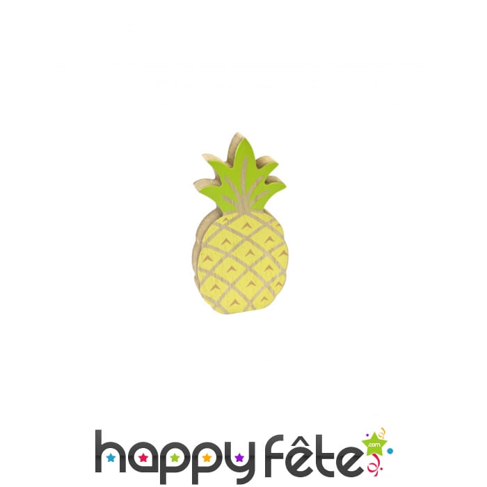 Petit ananas vert et jaune en bois de 12 cm