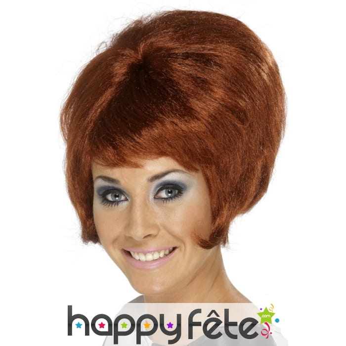 Perruque beehive auburn, années 60