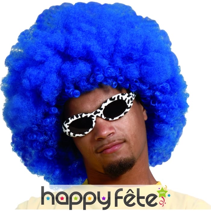 Perruque bleue afro