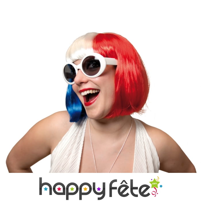 Perruque bleu blanc rouge de supportrice