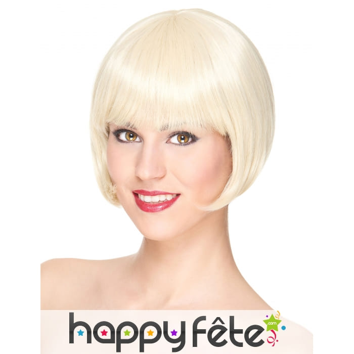Perruque bob blond court, luxe