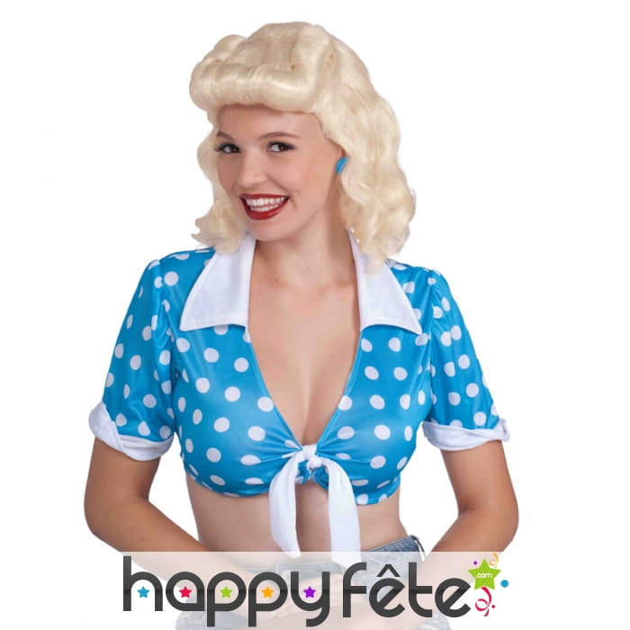 Perruque bouclée blonde mi-long années 50