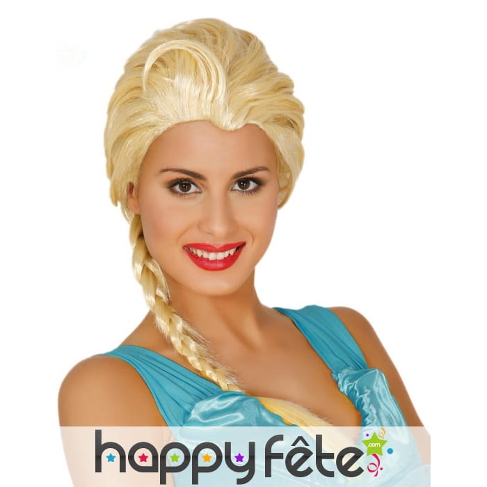 Perruque blonde de reine des glaces pour femme