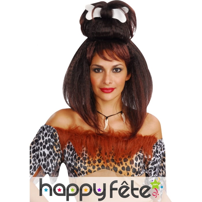 Perruque brune de femme des cavernes