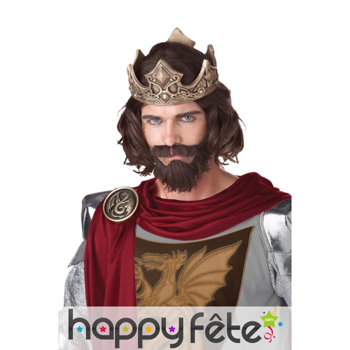 Perruque brune de roi médiéval