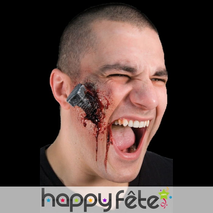 Postiche boulon enfoncé dans la peau