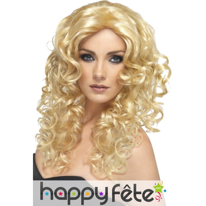 Perruque boucles glamour blonde