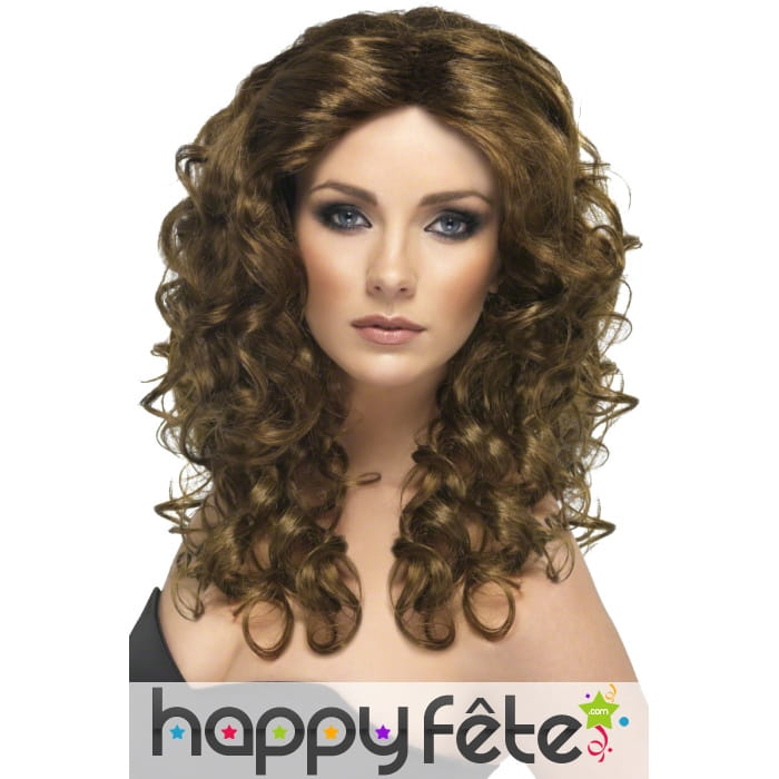 Perruque boucles glamour chatain