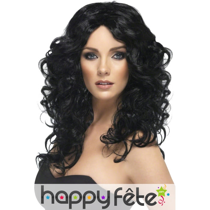 Perruque boucles glamour noire
