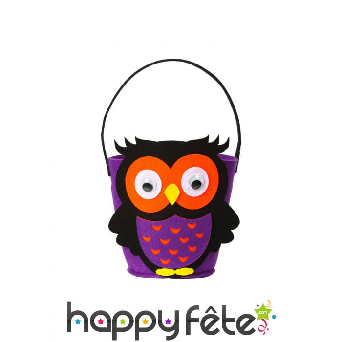 Panier Bonbons Halloween Hibou Violet et Noir