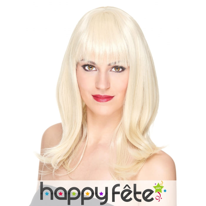 Perruque blonde lisse mi-longue, luxe