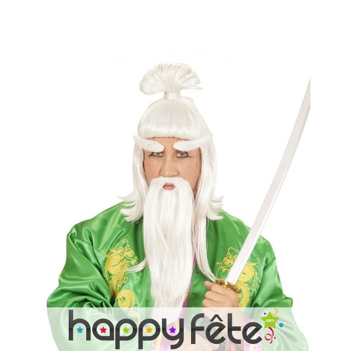 Perruque barbe moustache de vieux maitre ninja