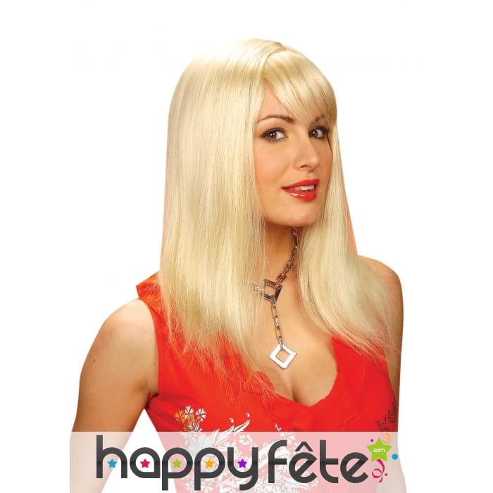 Perruque blond naturel lisse mi-longue
