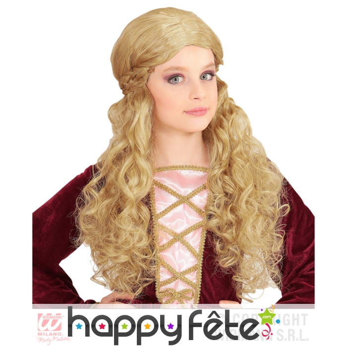 Perruque blonde ondulée style médiéval pour enfant