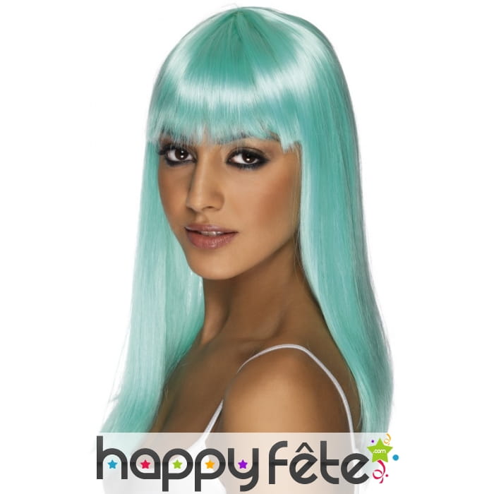 Perruque bleue turquoise glamour