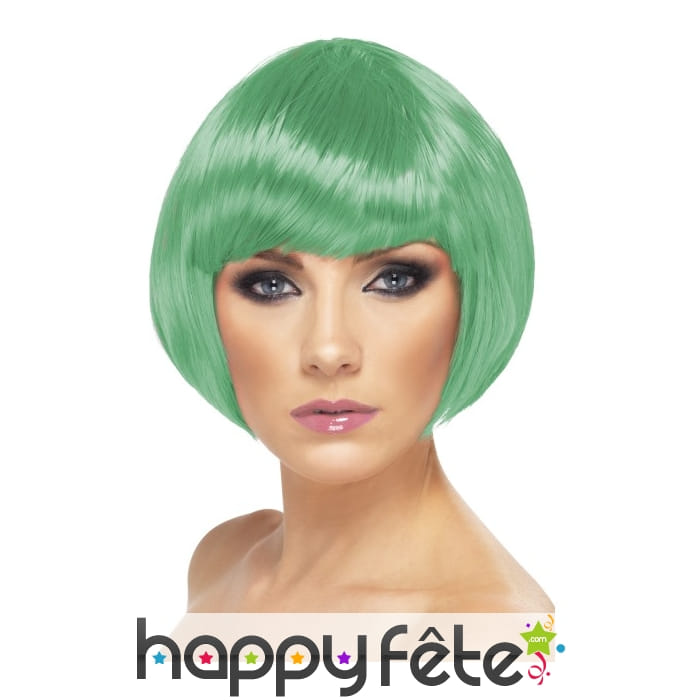 Perruque bob verte pour femme