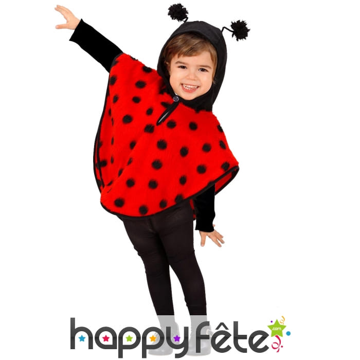 Poncho coccinelle avec capuche, pour enfant