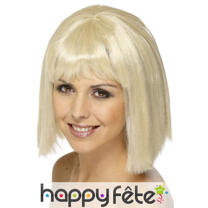 Perruque carré blond mi-long avec frange
