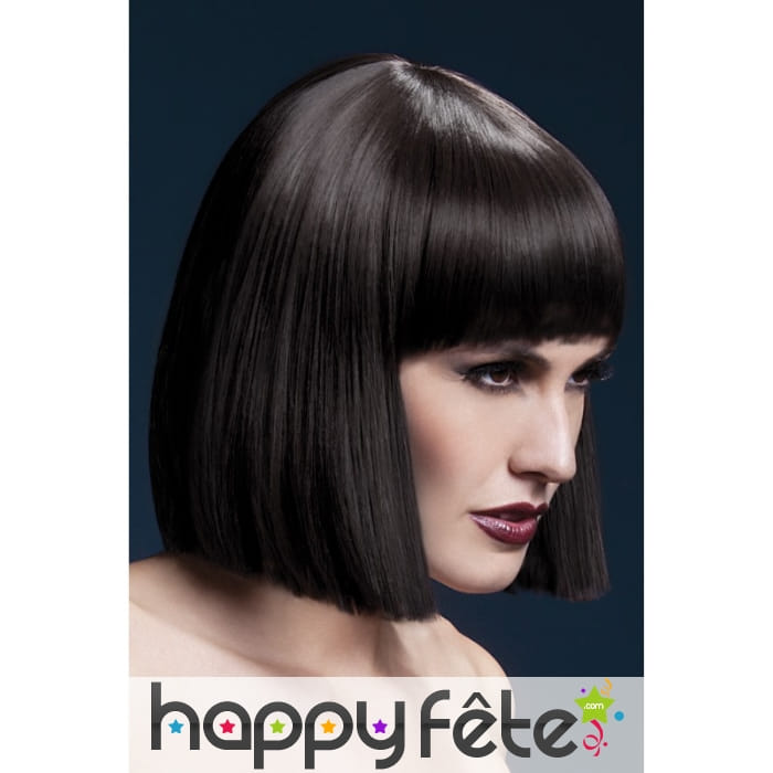 Perruque carré brun net de 30cm et frange