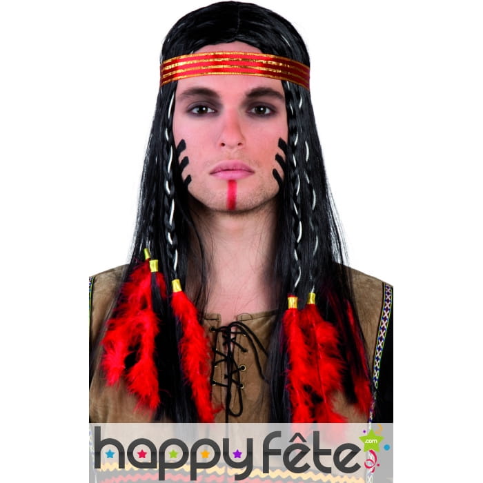 Perruque cheyenne bandeau et plumes