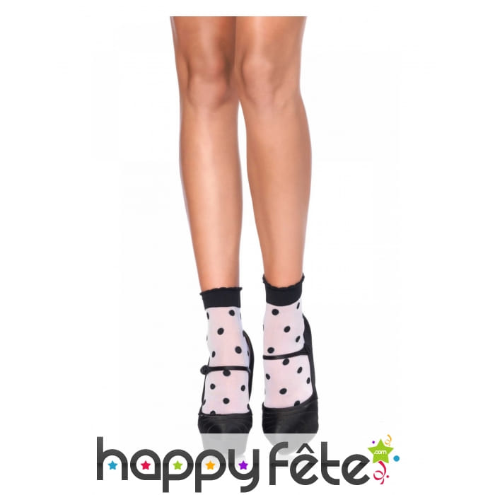 Petites chaussettes blanches à pois noirs, adulte