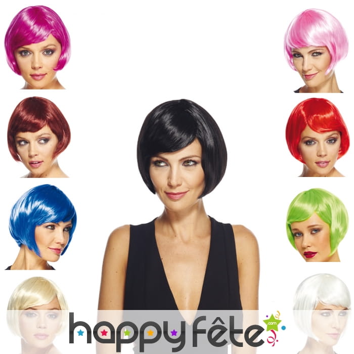 Perruque carré court avec frange sur le côté