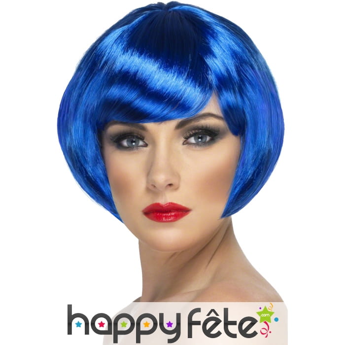 Perruque carré court bleu flash