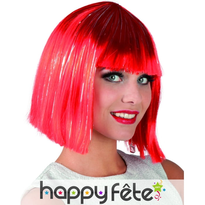 Perruque carré court rouge argenté