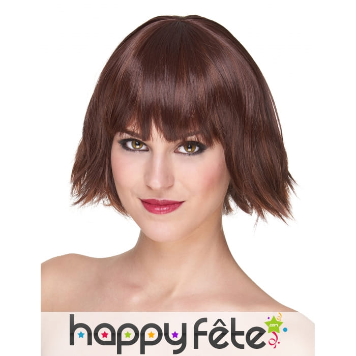 Perruque chatain courte, luxe