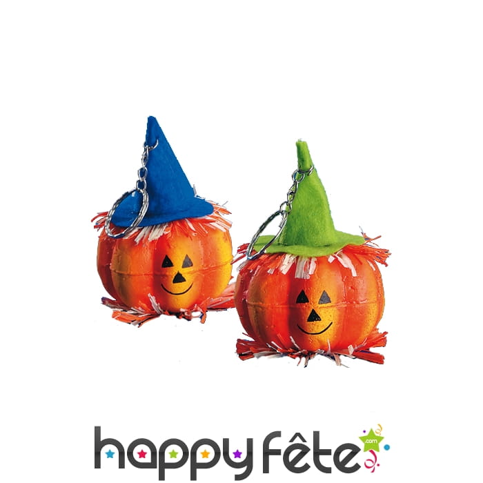 Porte clefs citrouille chapeau