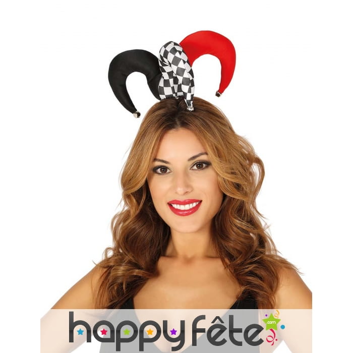 Petit chapeau d'arlequin noir rouge pour adulte