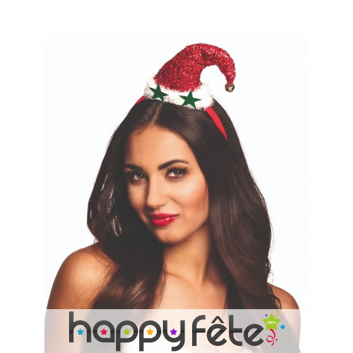 Petit chapeau d'elfe de Noël pailleté