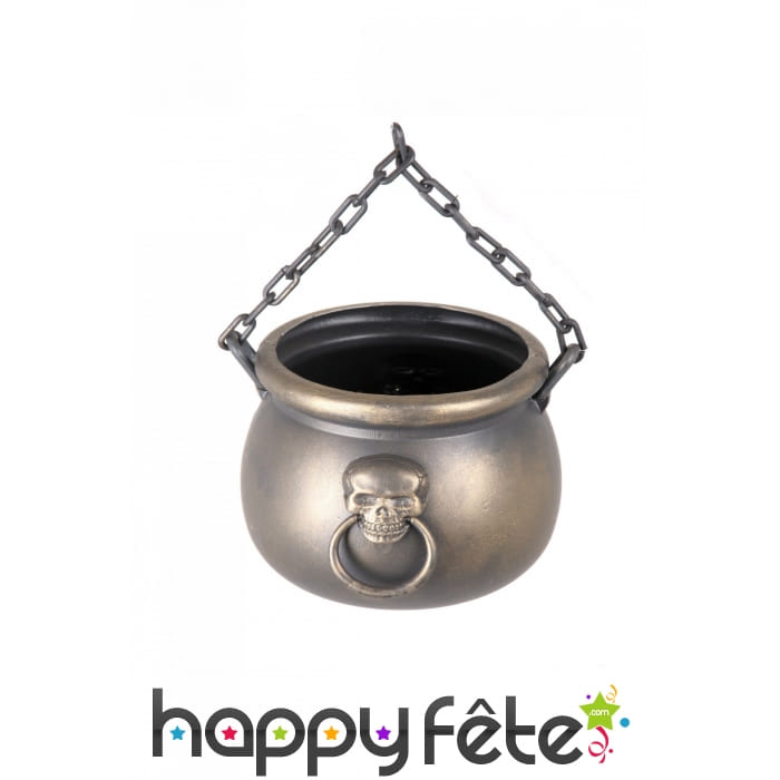 Petit chaudron décoré d'une tête de mort, 19cm