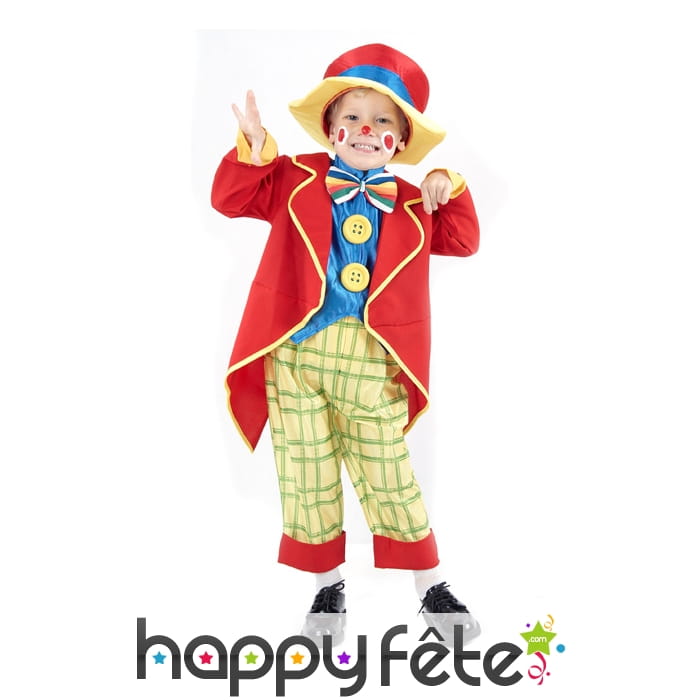 Petit costume de clown rouge et coloré pour enfant