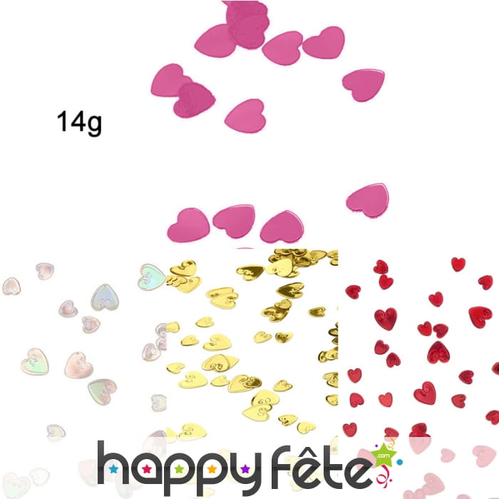 Petits confettis en forme de coeurs métallisés