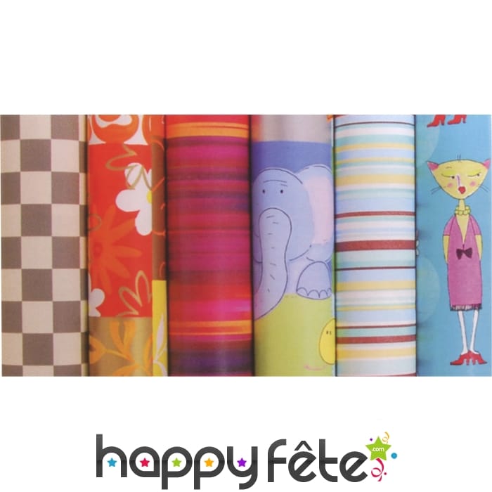 Papier cadeaux fantaisie 60g/m², 0.7x2m