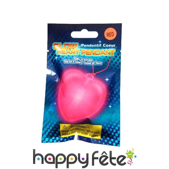 Pendentif coeur lumineux rouge