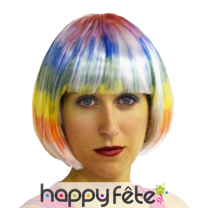 Perruque carré multicolore