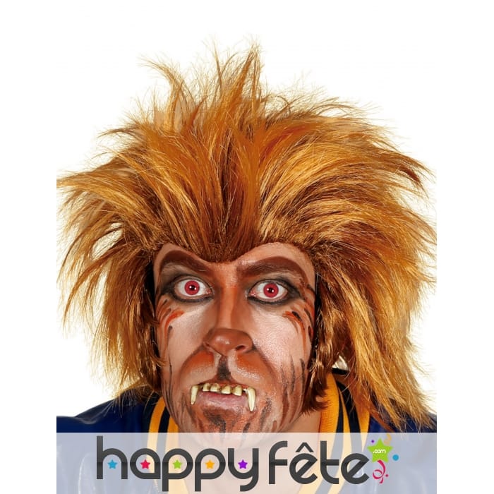 Perruque crinière marron de loup-garou adulte