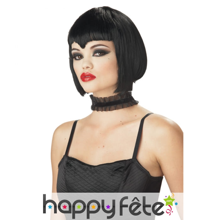Perruque carré noir frange en pointe